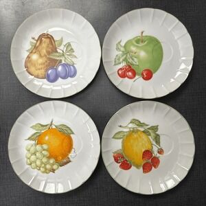 Rare Vintage Fruit Coffee Tea Mug Plate Fred Roberts Co Set of‎ 4 Plates
